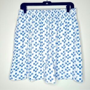 Madewell Blue and White Mini Skater Lined Skirt Size Medium
